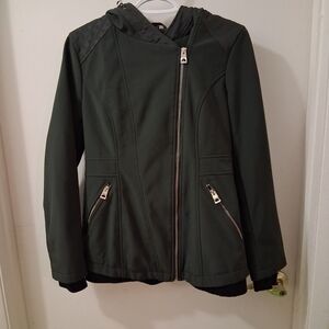 GUESS Designer Crossbody Zipper Dark Green Women's Jacket Size Small.